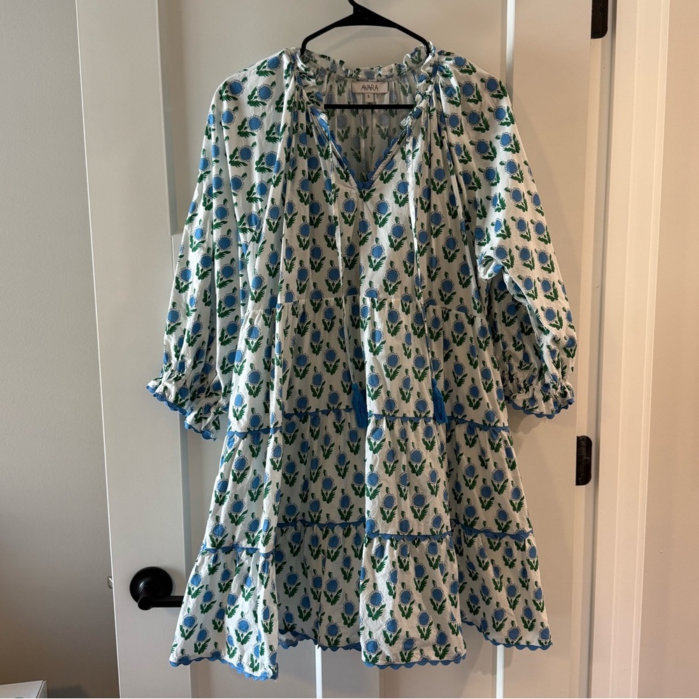 Floral Mini Dress w/ 3/4 Length Sleeves